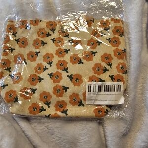 Orange Poppy Corduroy Mini Tote Bento Bag With Snap